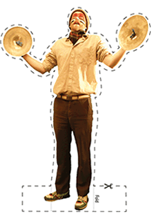 Matthew plays the cymbals